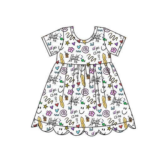 4.28 GSD4157 Smiling Hi Baby Girls Scallop Knee Length Dress Preorder