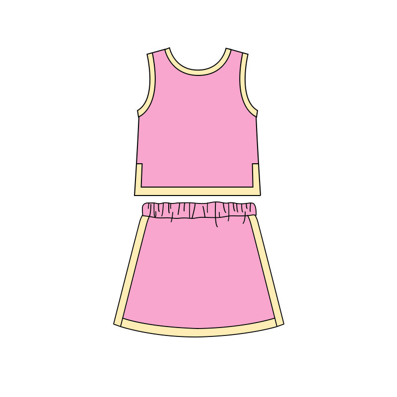 5.6 GSD4186 Pink/Yellow Baby Girls Sports Clothes Set Preorder