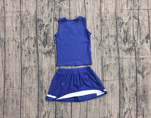 5.7 Preorder  Kids Girls Royalblue Sport Team Active Tank Top + Skort Outfit Preorder
