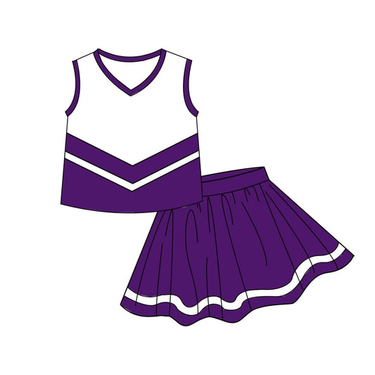 5.7 Preorder  Kids Girls Purple Sport Team Active Tank Top + Skort Outfit Preorder