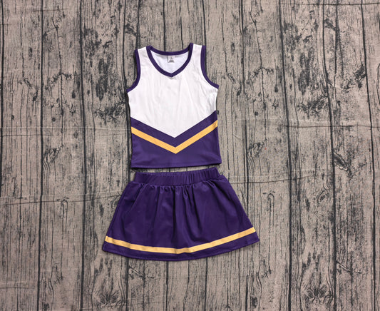 5.7 Preorder  Kids Girls Purple Golden Sport Team Active Tank Top + Skort Outfit Preorder