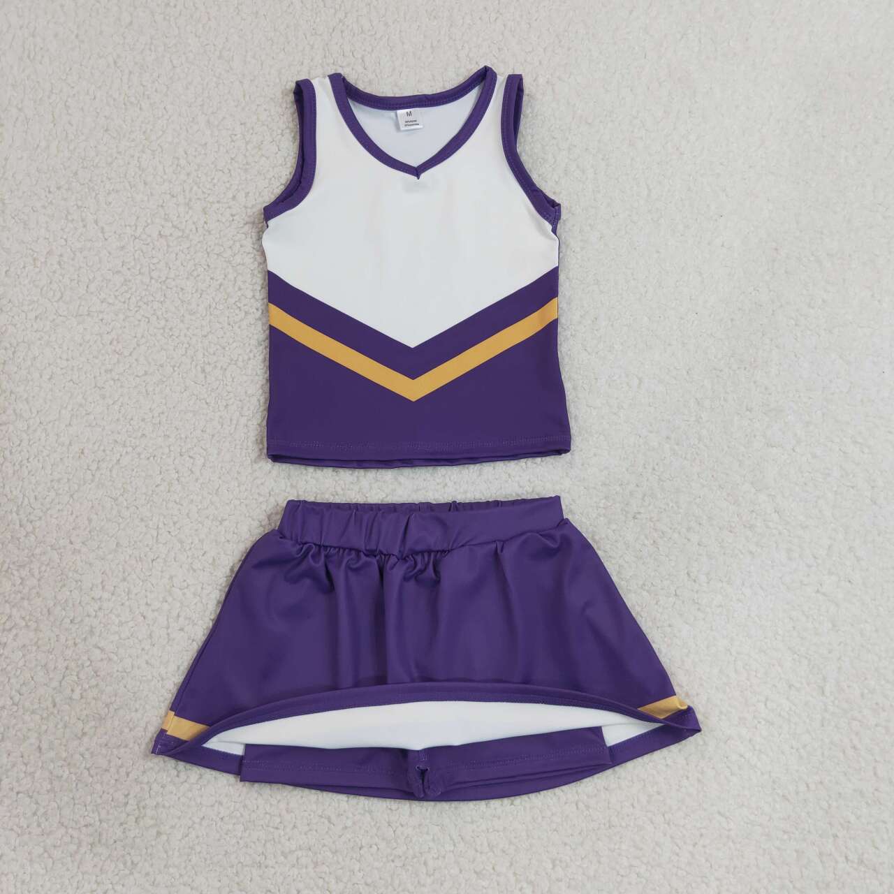 GSD4193 Girls Purple Golden Sport Team Active Tank Top + Skort Outfit