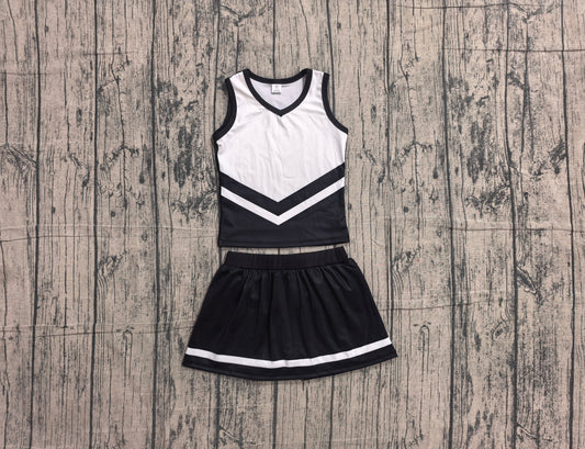 5.7 Preorder  Kids Girls Black Sport Team Active Tank Top + Skort Outfit Preorder