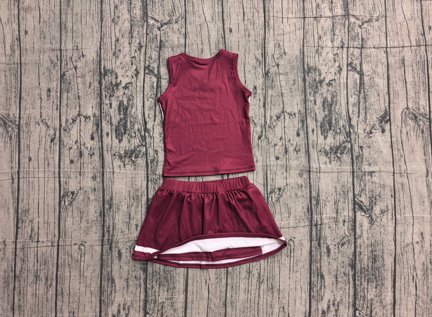 5.7 Preorder  Kids Girls Dark Red Team Active Tank Top + Skort Outfit Preorder
