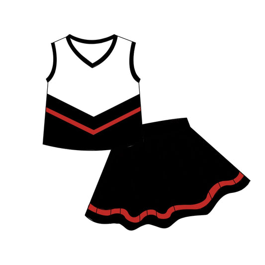 5.7 Preorder Kids Girls Black Red  Active Tank Top + Skort Outfit Preorder