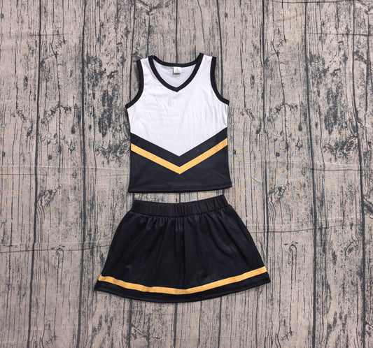 5.7 Preorder Kids Girls Black Golden  Active Tank Top + Skort Outfit Preorder