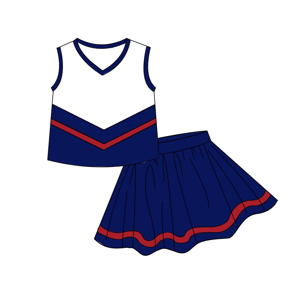 5.7 Preorder Kids Girls Navy Red Active Tank Top + Skort Outfit Preorder