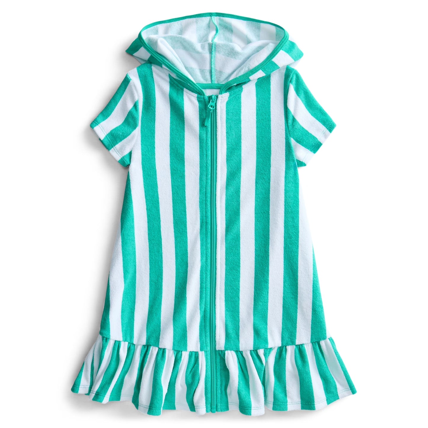 5.7 GSD4203 Preorder Green Stripes Zipper Hoodie Girls Yoga Dress