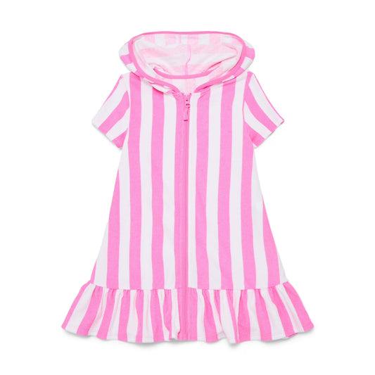 5.7 GSD4206 Preorder Pink Stripes Zipper Hoodie Girls Yoga Dress