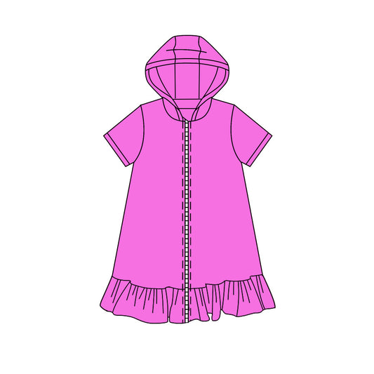 5.7 GSD4212 Preorder Hot Pink Zipper Hoodie Girls Yoga Dress