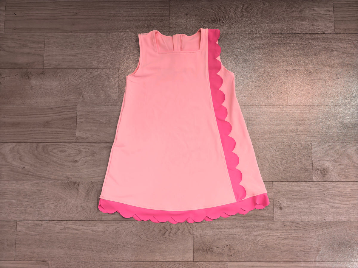 6.18 Baby Girls Light Pink Sleeveless Scalloped  Active Dress Preorder
