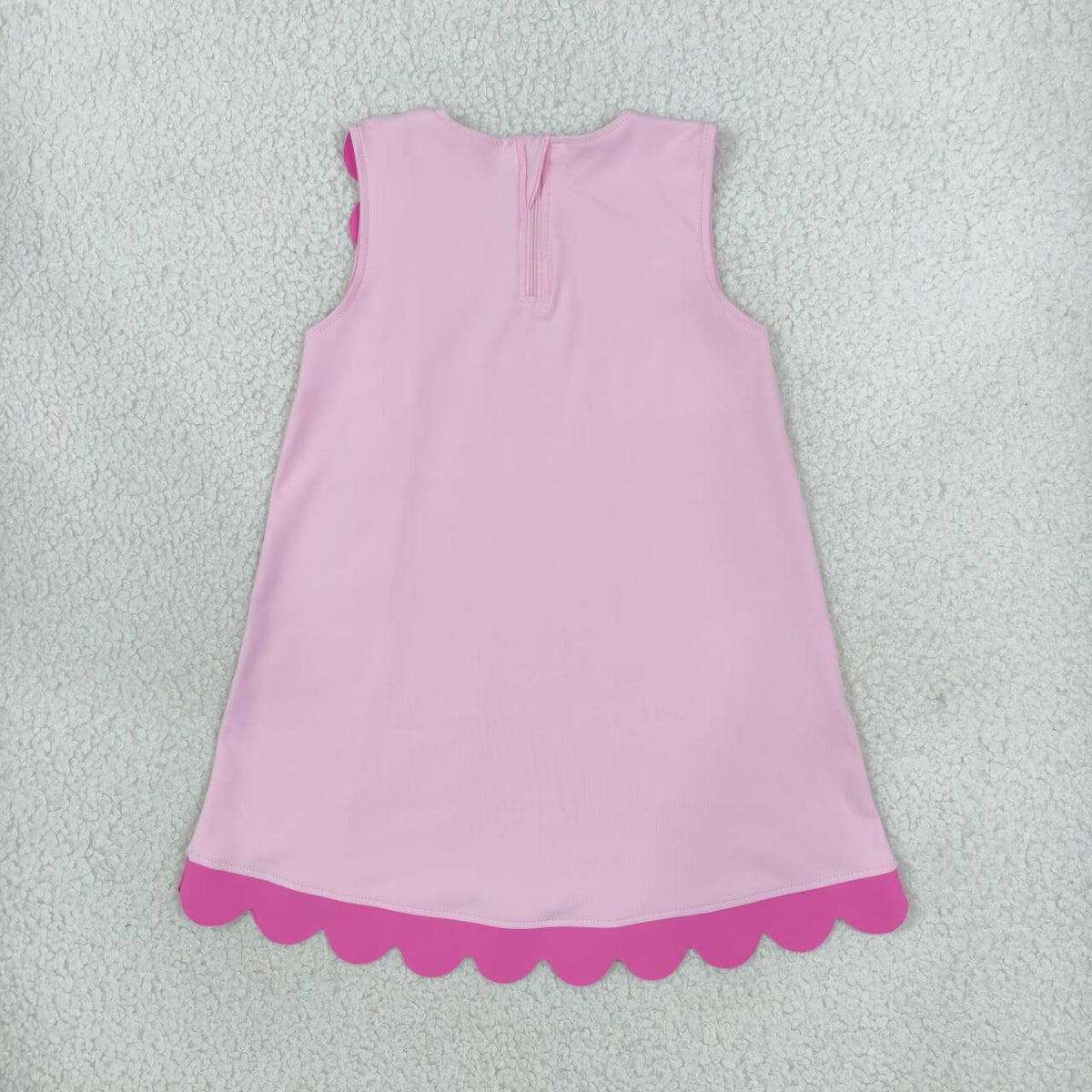 GSD4240 Pink Active Sleeveless Scalloped Zipper Girls Yoga Knee Length Dress