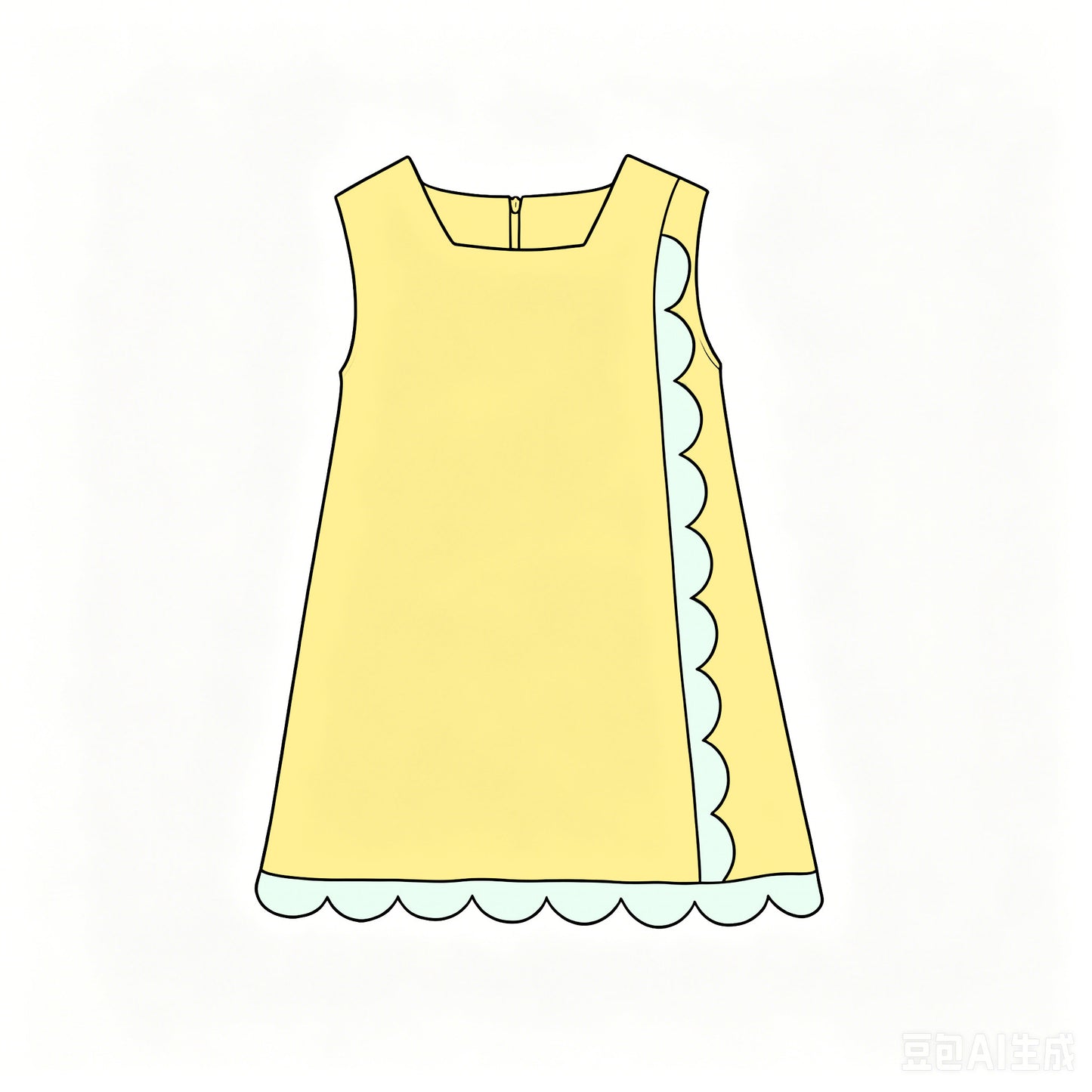 6.18 Baby Girls Yellow Green Sleeveless Scalloped  Active Dress Preorder