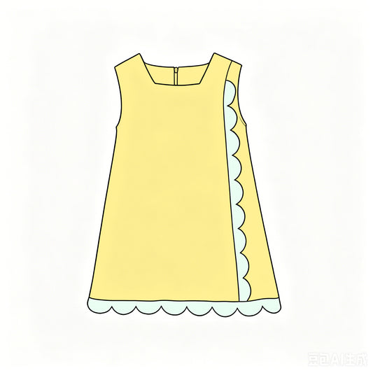 6.18 Baby Girls Yellow Green Sleeveless Scalloped  Active Dress Preorder