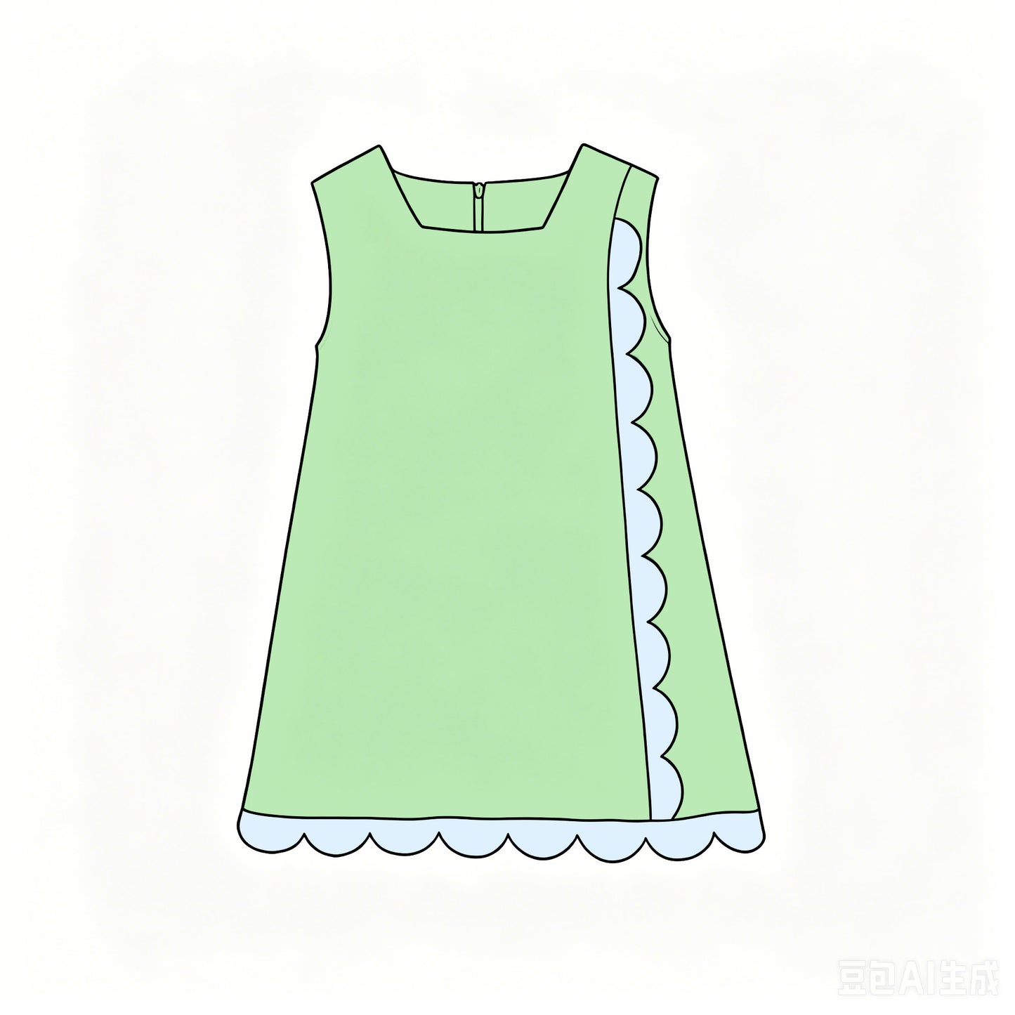 6.18 Baby Girls Green Sleeveless Scalloped  Active Dress Preorder
