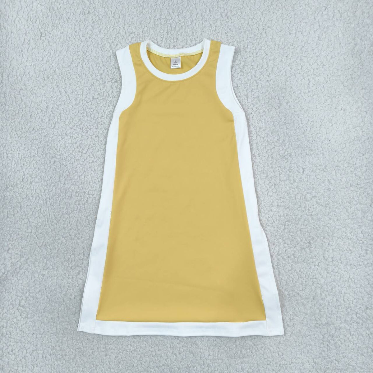 GSD4254 Yellow With White Active Girls Sleeveless Yoga Dress
