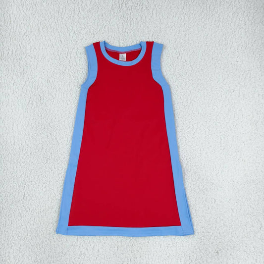GSD4255 Red With Blue Active Girls Sleeveless Yoga Dress