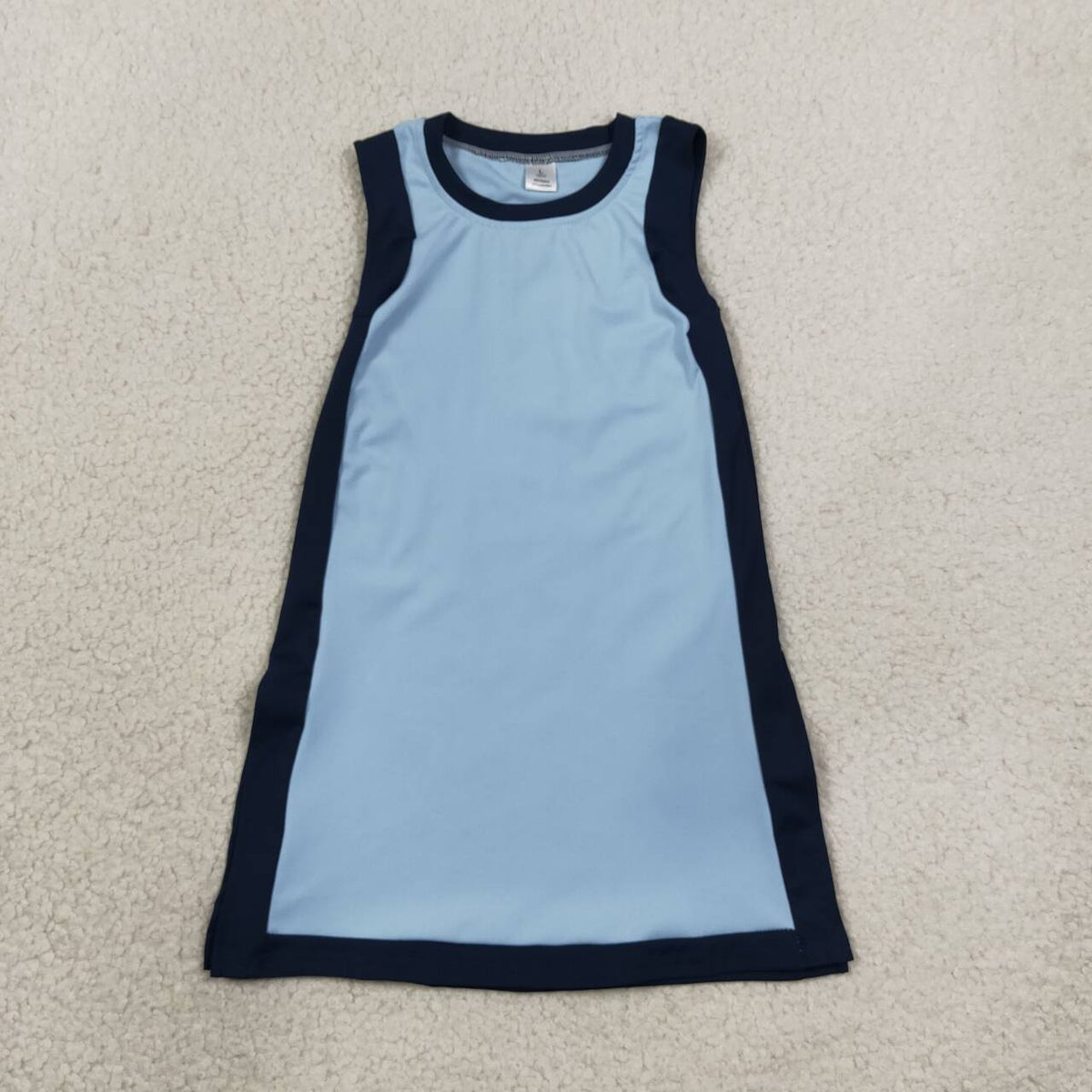 GSD4256 Blue With Navy Active Girls Sleeveless Yoga Dress