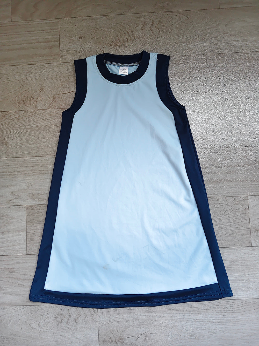 6.19 Preorder GSD4256 Blue With Navy Girls Sleeveless Zipper Yoga Dress