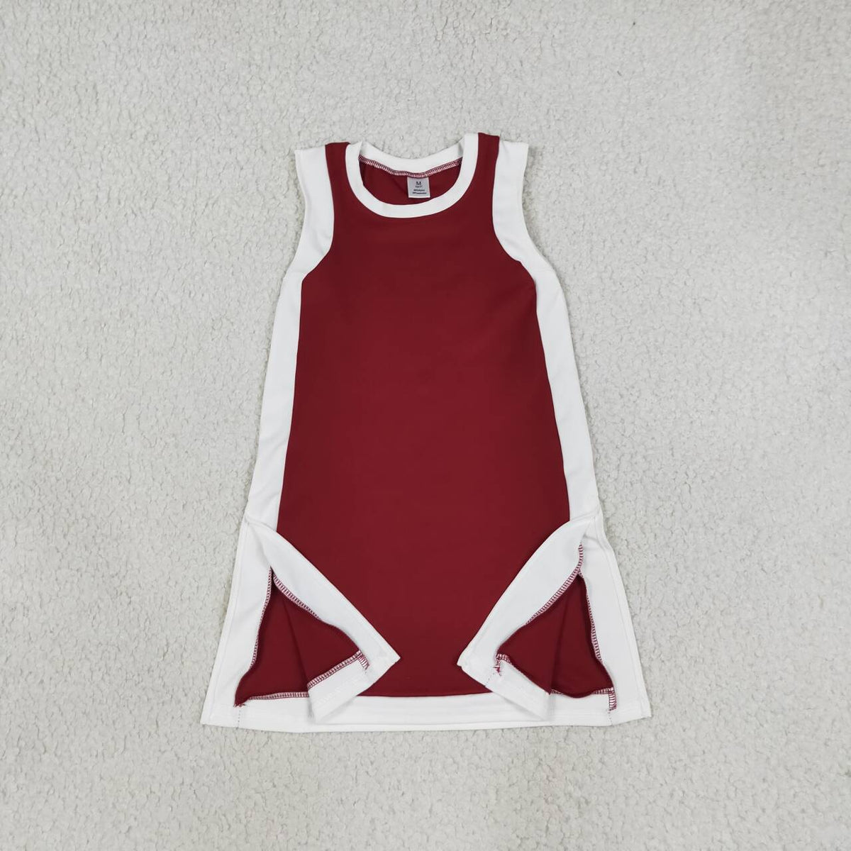 GSD4257 Maroon With White Active Girls Sleeveless Yoga Dress