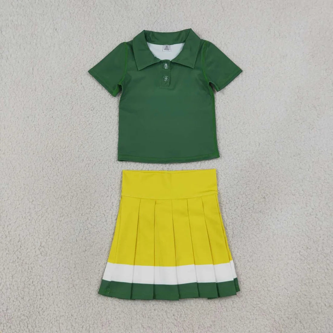 Sibling Kids Girls Short Sleeve Polo Top Pleated Skirt Active Outfit