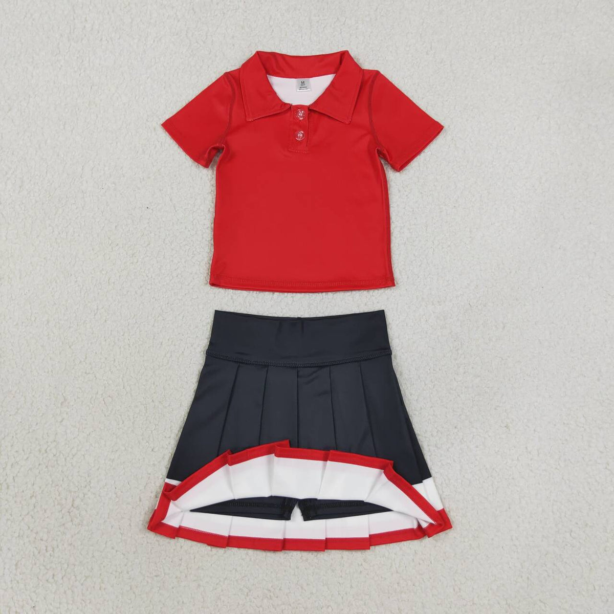 Sibling Kids Girls Short Sleeve Polo Top Pleated Skirt Active Outfit