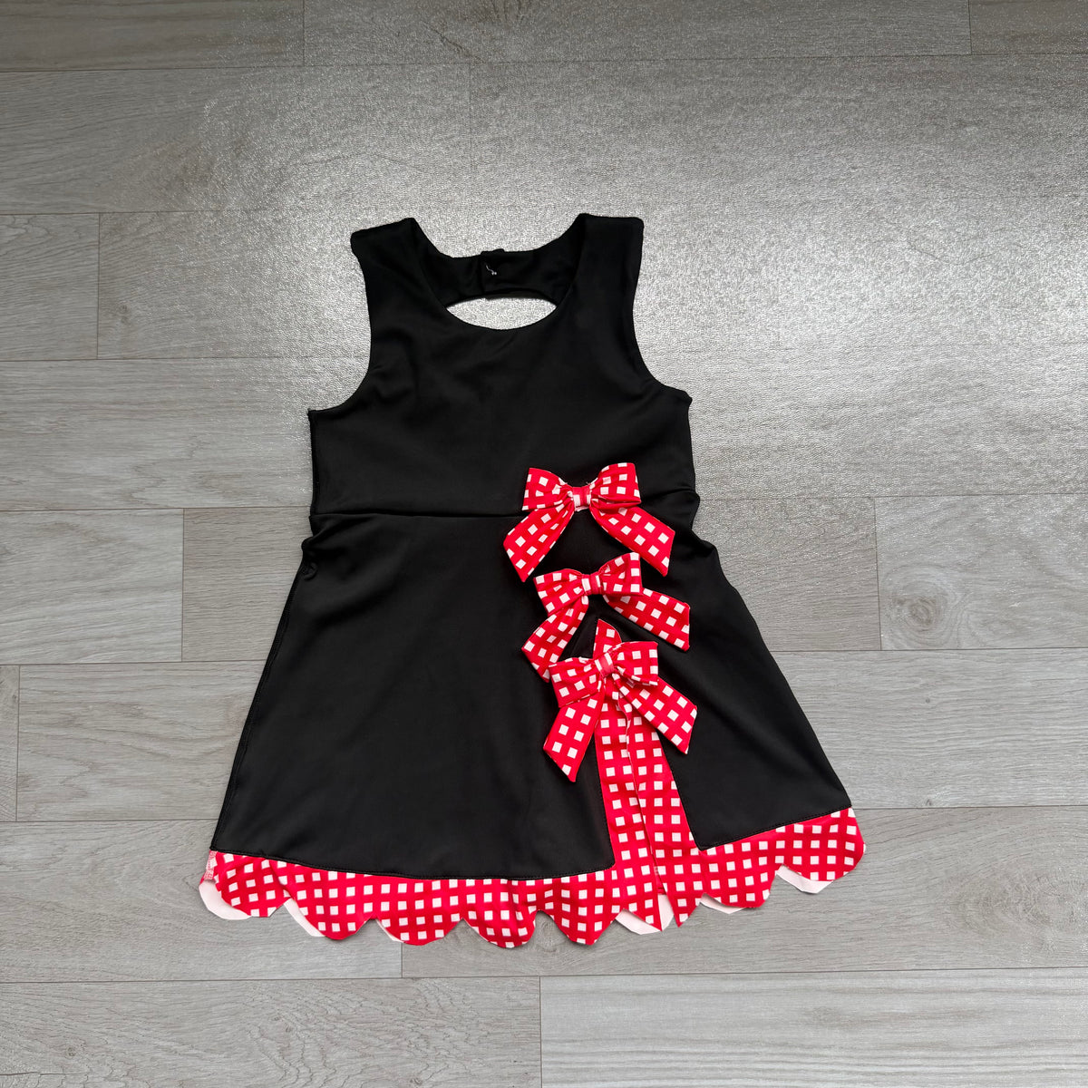 7.2 Preorder Kids Girls Black Color Active Dress With Bow