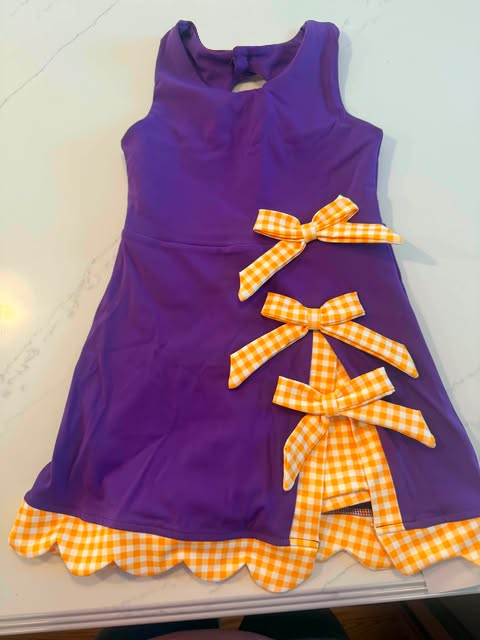 7.2 Preorder Kids Girls Purple Color Active Dress With Bow