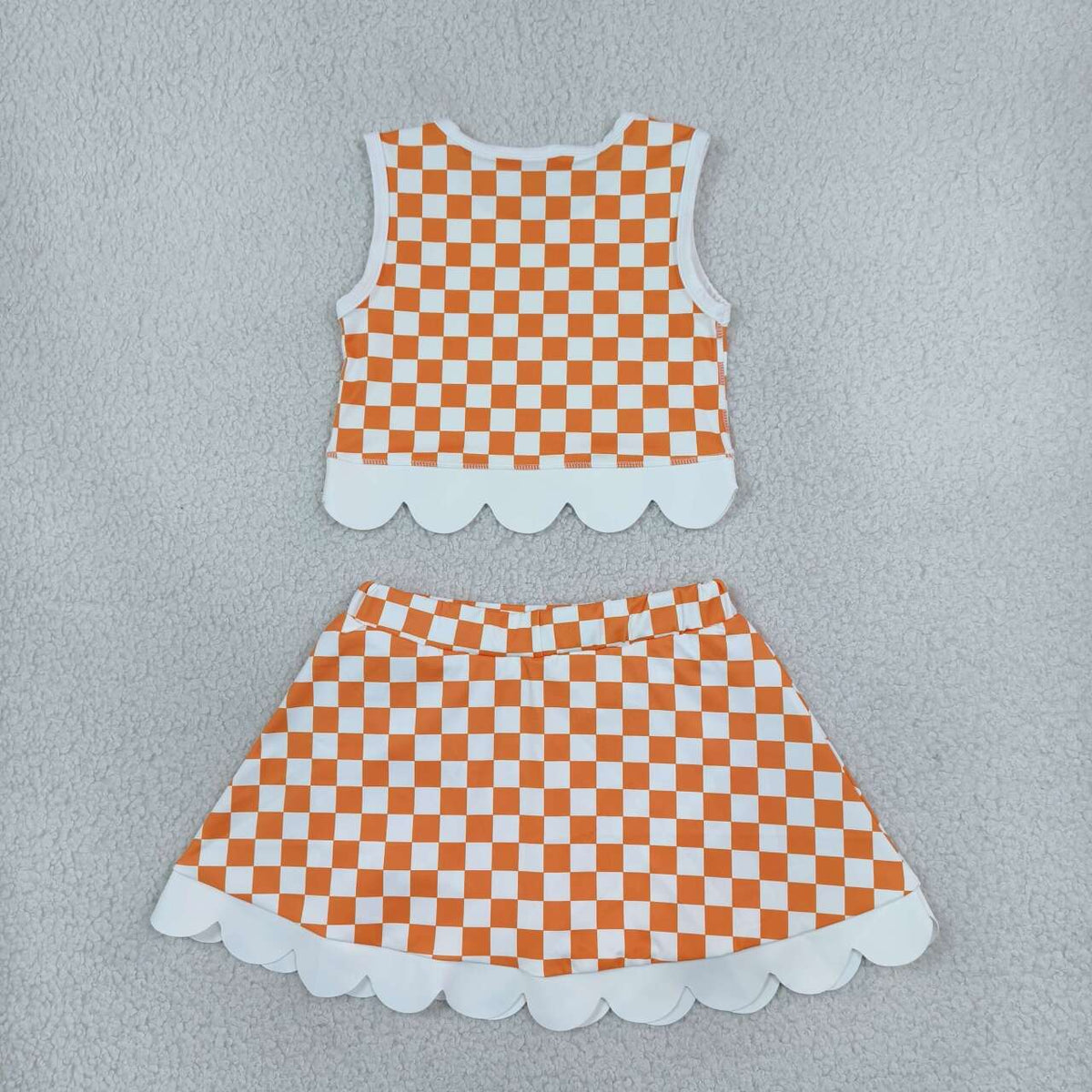 GSD4282 Teams Tennessee Orange Checked White Bow Skort Girls Active Outfit
