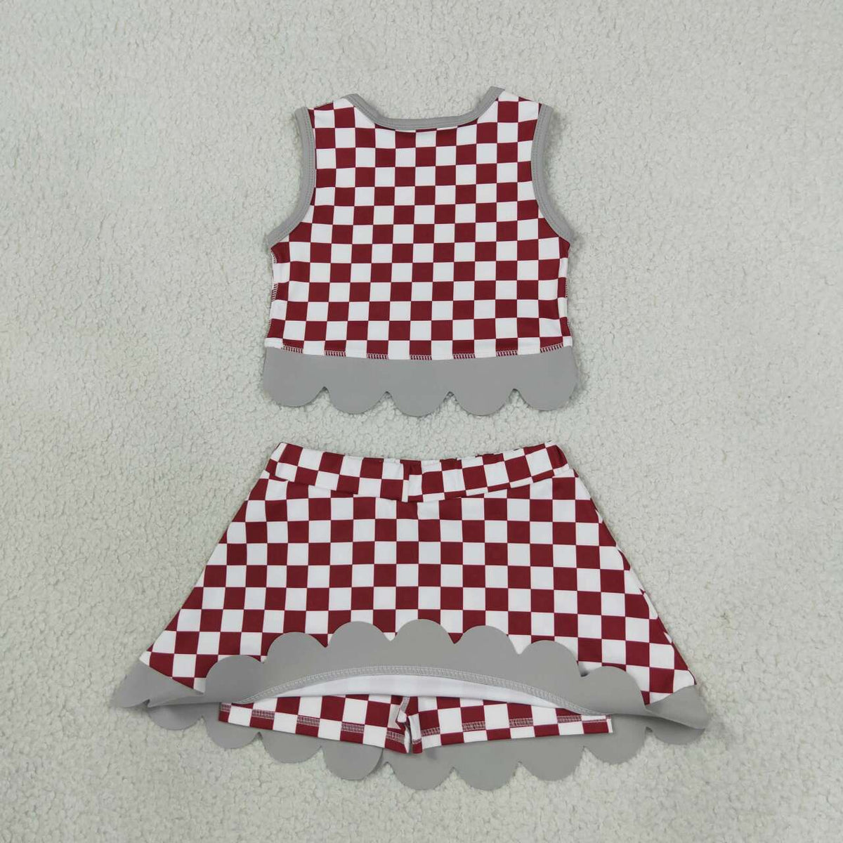 GSD4284 Teams Girls Alabama Checked Tank Top Black Bows Skort Active Outfits