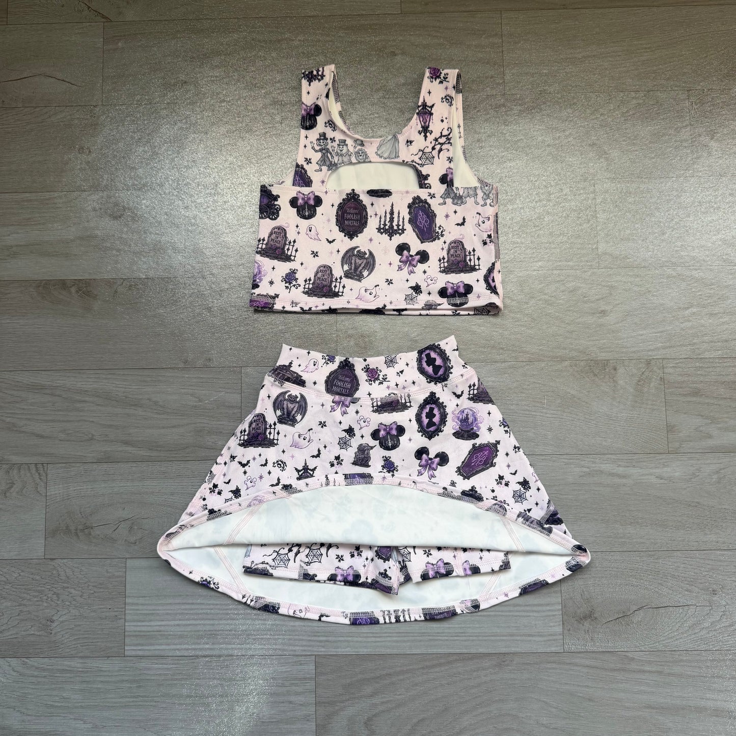 7.21 GSD4289 Preorder Cartoon Mouse Tank Top Skort Girls Halloween Yoga Clothes Set