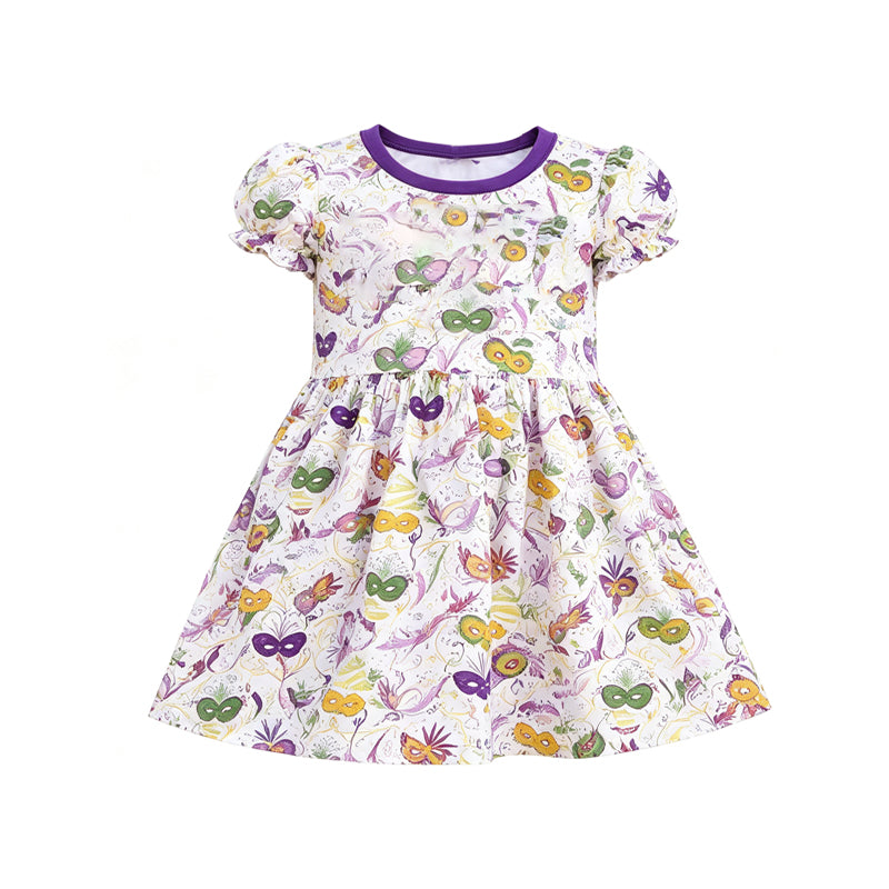 9.2 GSD4317 Preorder Toddler Girls Mardi Gras  Mask Collar Dress