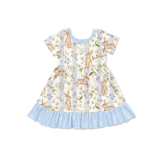 10.1 Preorder GSD4331 Bunny Floral Easter Short Sleeve Dress