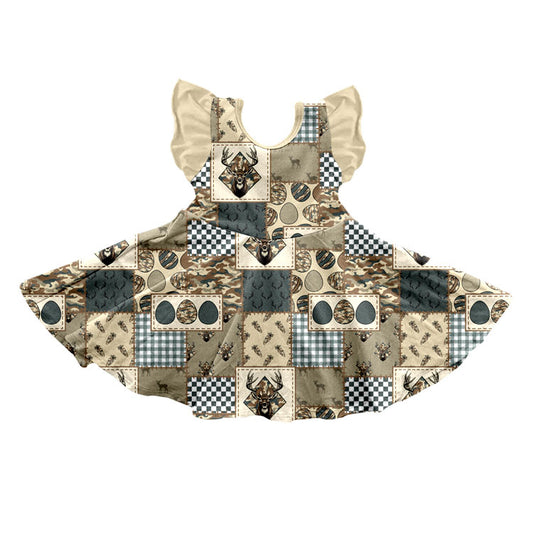 10.13 GSD4337 Preorder Happy Easter Kids Hunting Deer Eggs Dress