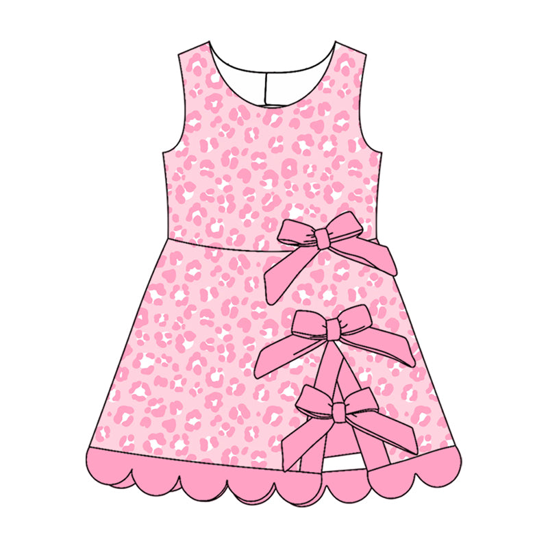 10.30 GSD4344Preorder Baby Girls Pink Leoaprd Active Dress With  Bow