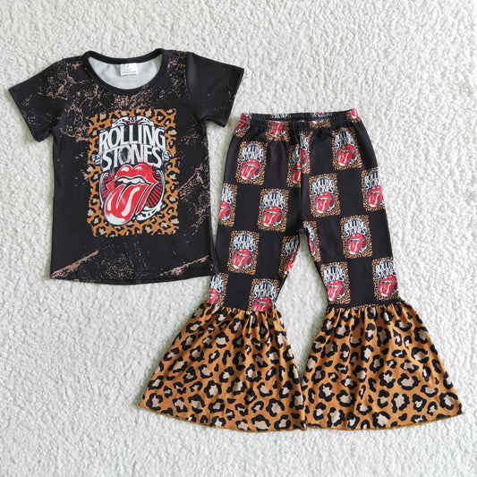 (Promotion)Singer Stone* Leopard Short sleeve bell bottom pants outfits   GSPO0012