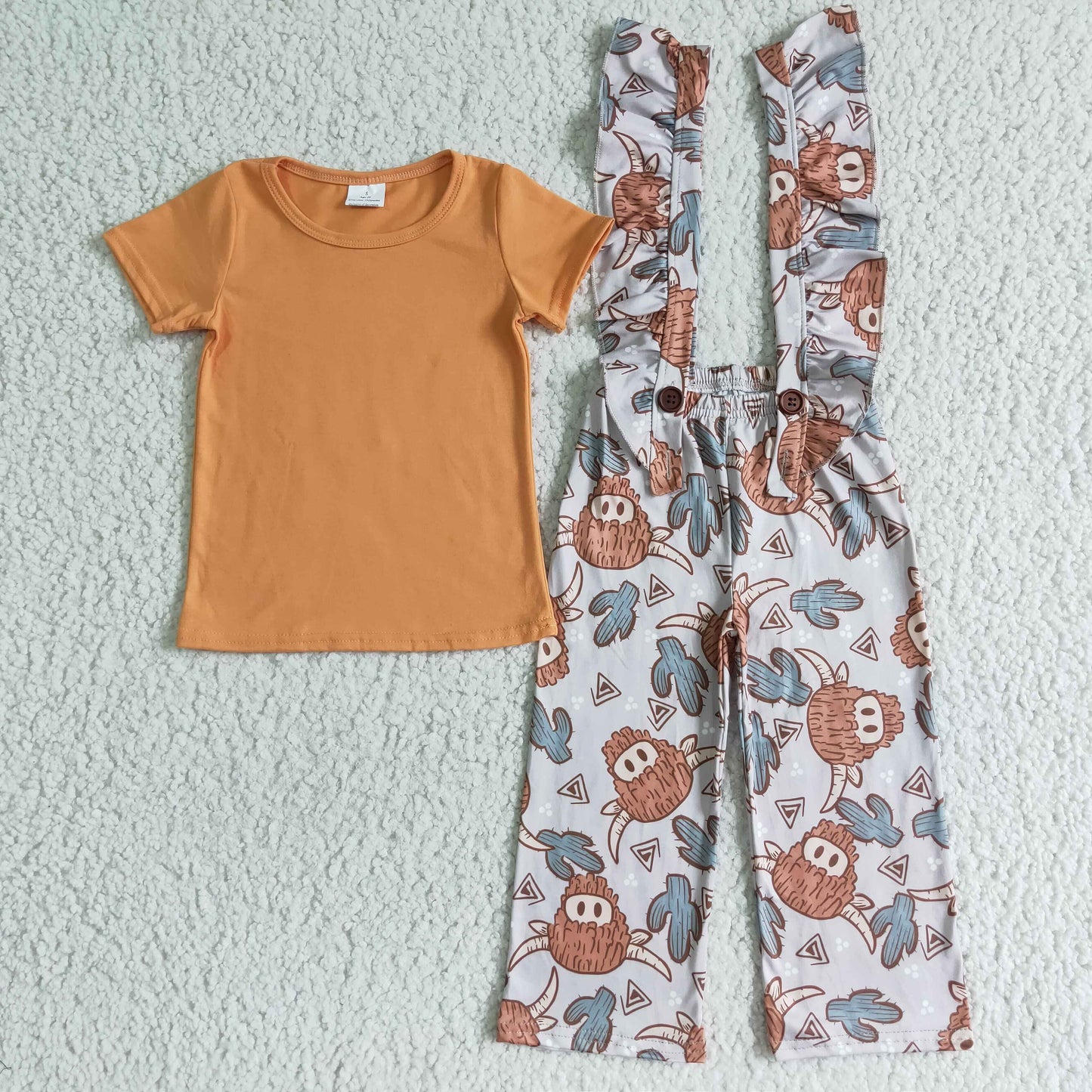 Girls Short Sleeve Top Suspender Trousers Outfits   GSPO0096