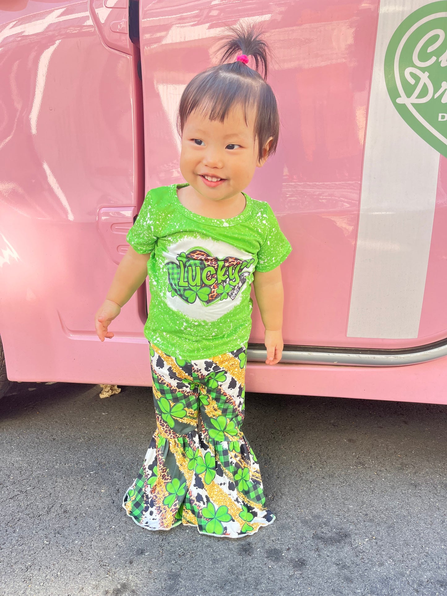 Girls lucky print St. Patrick's Day outfit  GSPO0356