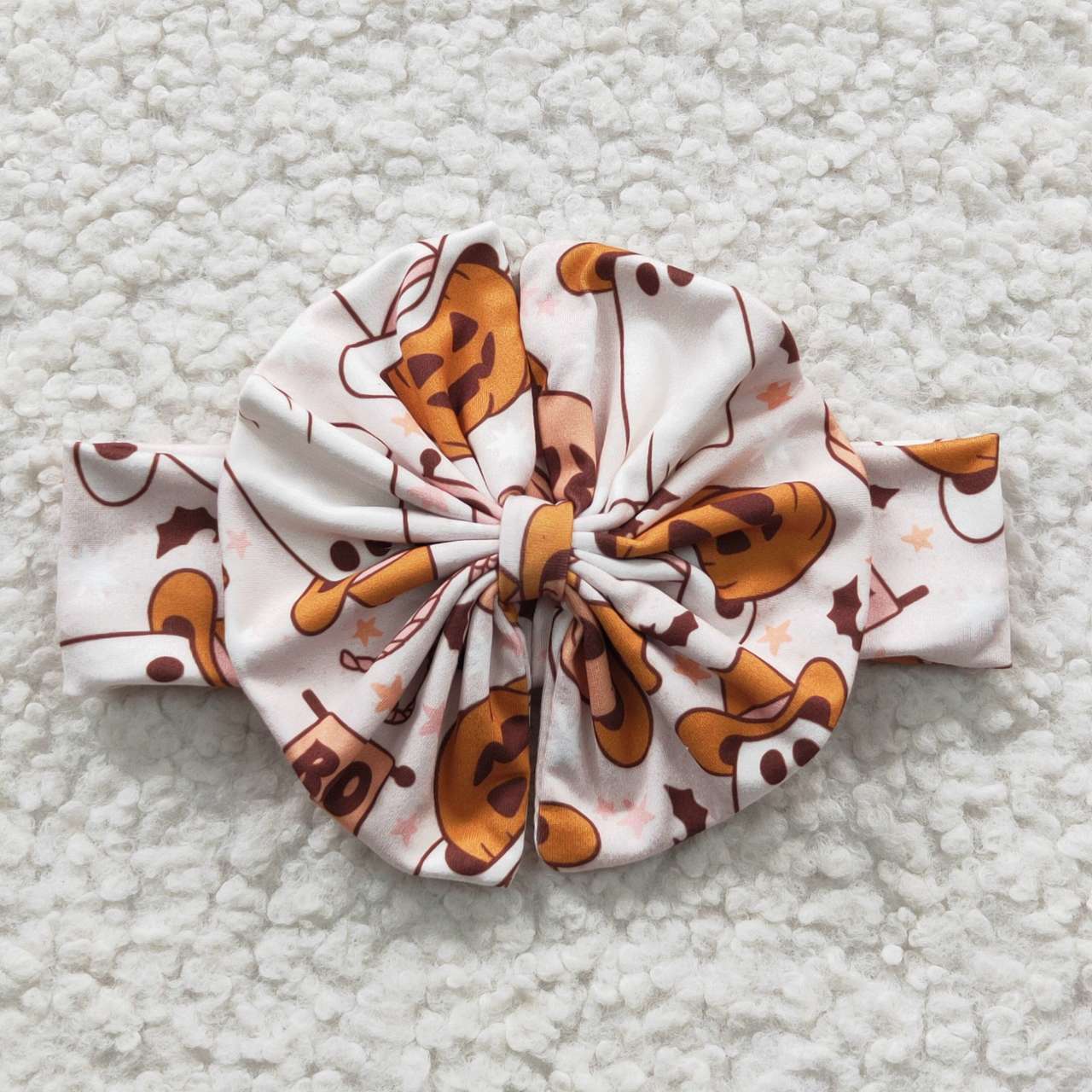 GSPO0723  LITTLE BOO White Top Cowboy Pumpkin Bell Pants Girls Halloween Clothes Set