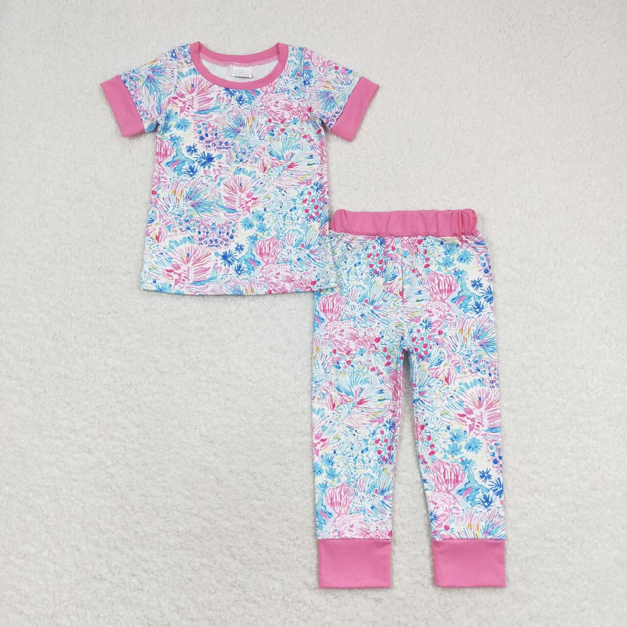 Sibling Baby Girls Short Sleeve Floral Leopard Top Pants Pajamas Clothes Sets