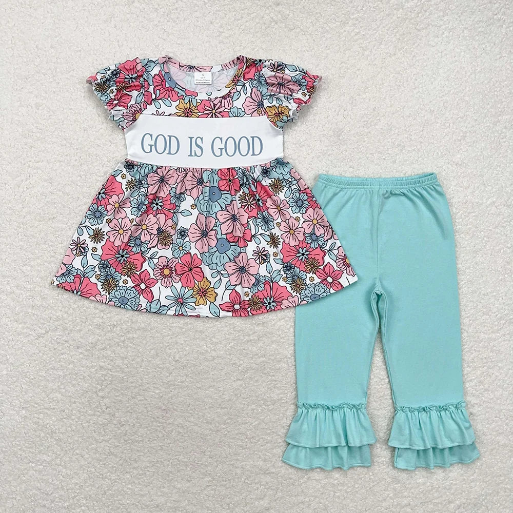 Sibling Baby Girls Boys God is Goos Floral Outfit Dress Romper