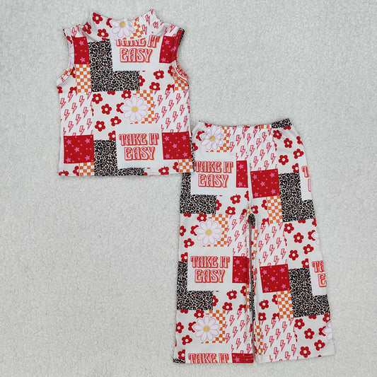 Baby Girls Western Easy Flowers Top Bell Pants Clothes Sets