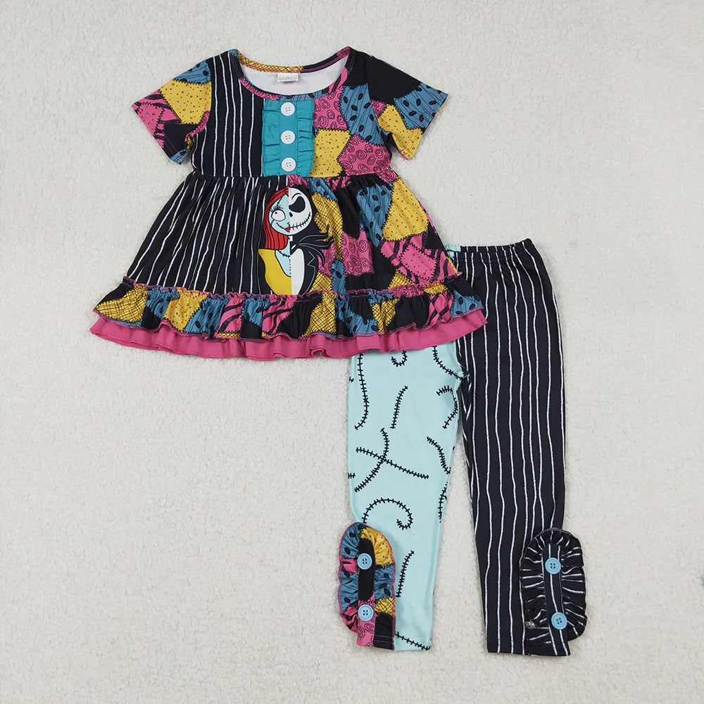 Baby Girls Cartoon Ghost Tunic Stripes Leggings Halloween Sets