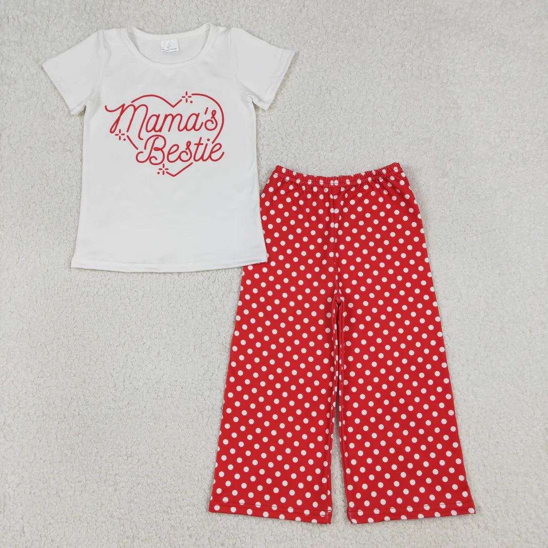 Sibling Baby Mama&Dad's Girl Hearts Top Checked Camo Flare Pants Clothes Sets