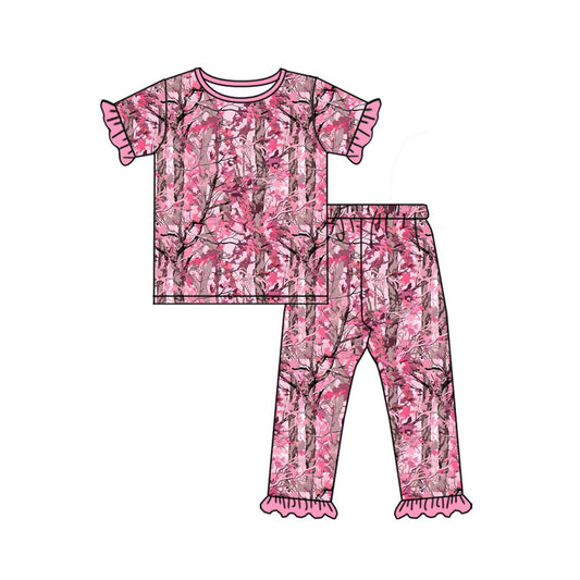 4.21  Toddler Girl Pink Camo Short Sleeve Top with Pants Outfit Preorder