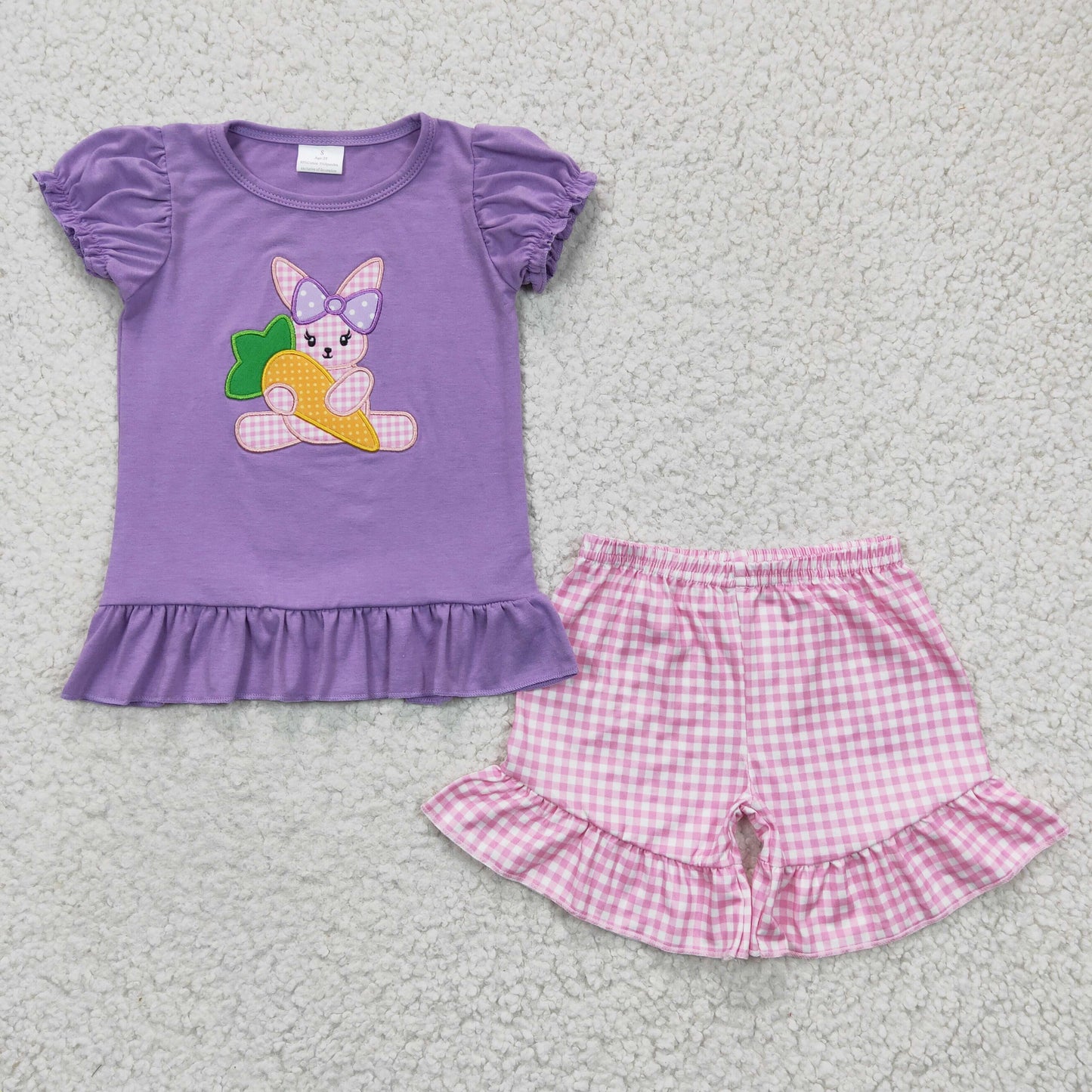 Girls bunny embroidery Easter outfit    GSSO0126