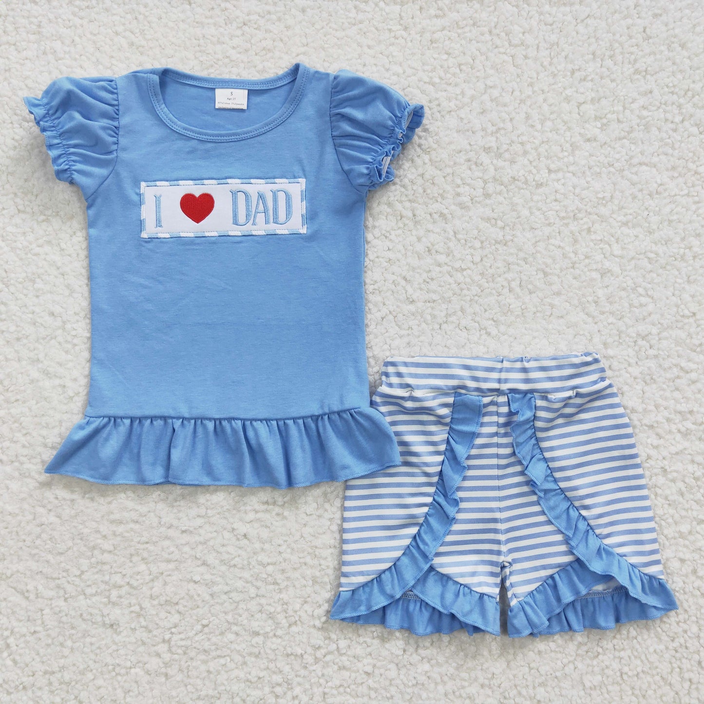 I Love Dad Sibling Shorts Set Dreess and Romper