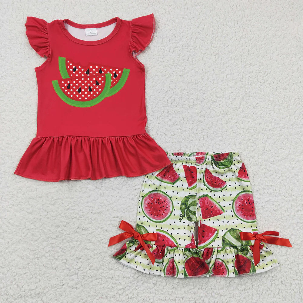 Sibling Boys Baby Girls Watermelon Summer Shorts Sets