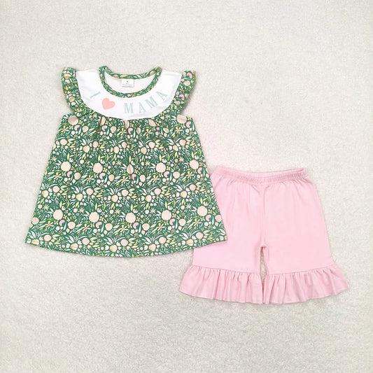 I Love Mama Sibling Girls & Boys Shorts Outfit