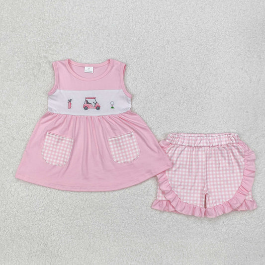 Sibling Baby Girls Embroidery Golf Shirts Top Ruffle Shorts Summer Clothes Sets